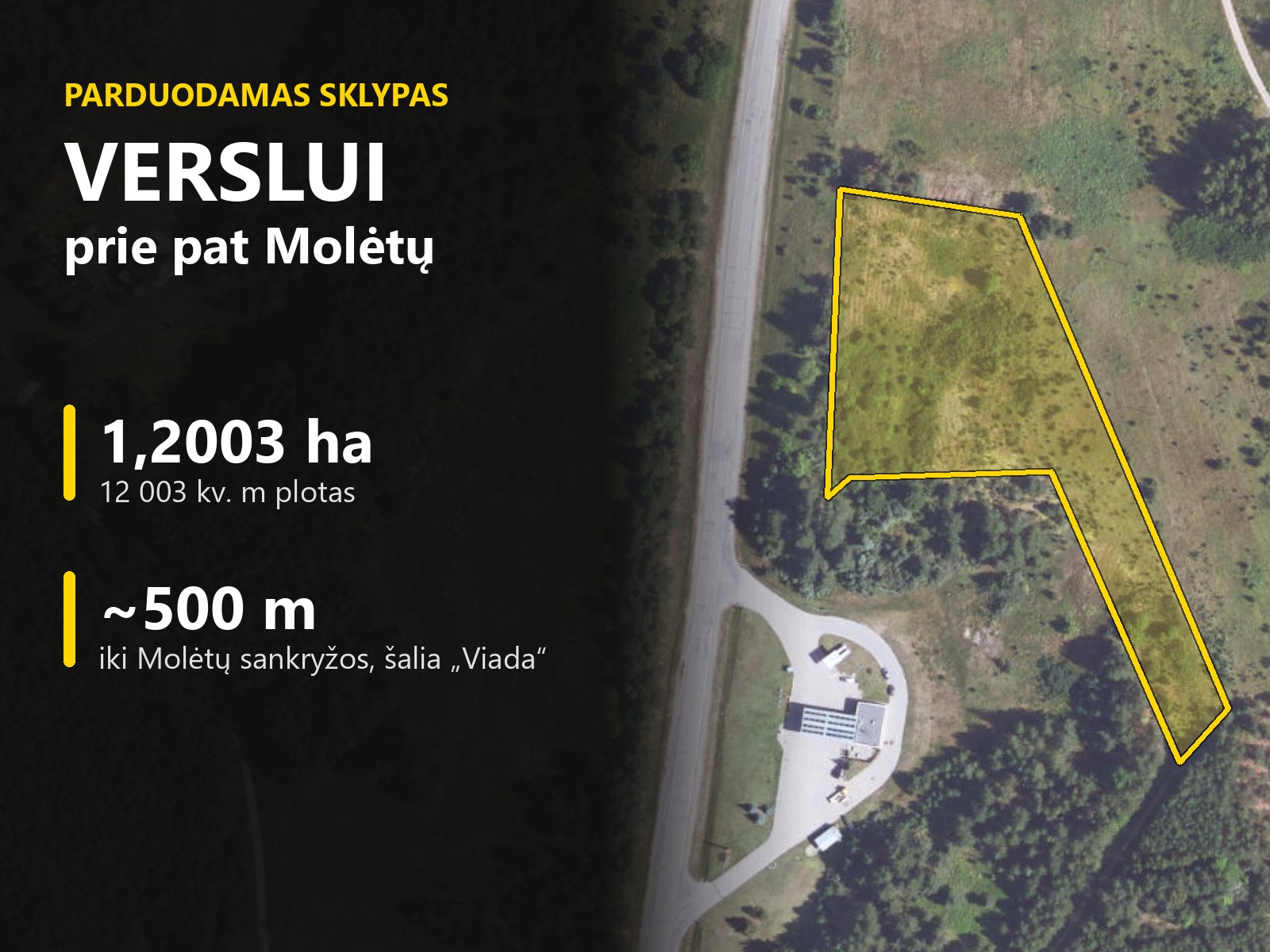 Sklypas verslui prie pat Molėtų – Gojaus k., Molėtų raj.